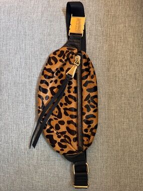 Aimee Kestenberg Milan Mohair Leopard Print Crossbody Bag with Gold Hardware